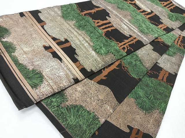 平和屋着物◎アンティーク 大正ロマン 丸帯 草木文 引き抜き帯 黒地 金糸 正絹 逸品 CABH1883nb