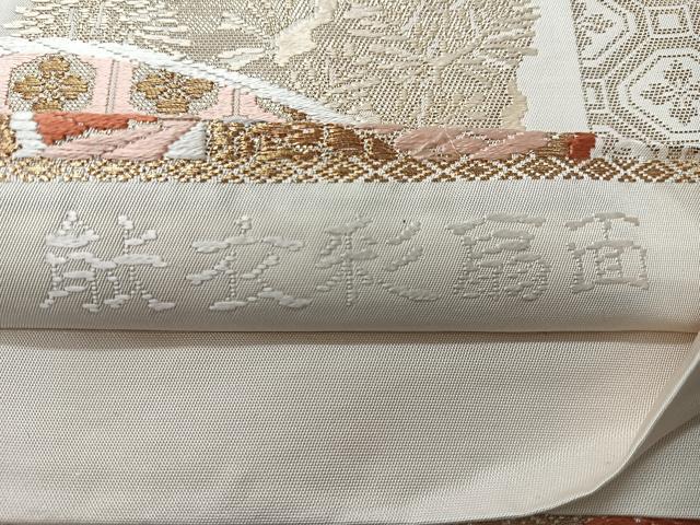 平和屋着物◎六通柄袋帯 唐織錦 能衣彩扇面 金銀糸 正絹 逸品 CABH1885nb