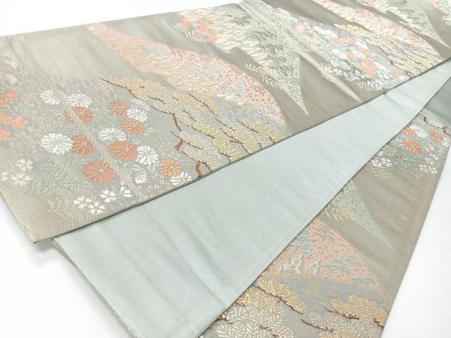 平和屋着物◎六通柄袋帯 唐織 遠山草木文 金糸 正絹 逸品 CABH1888nb
