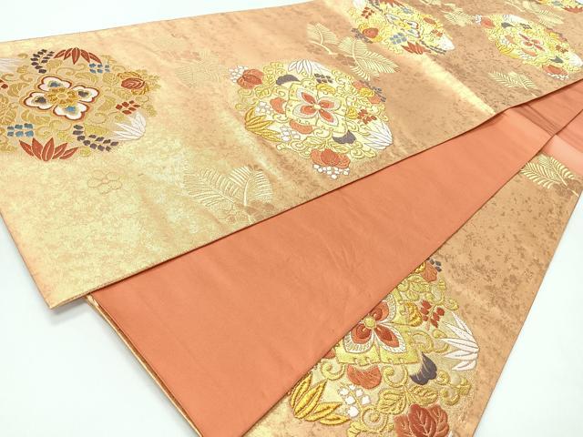 平和屋着物◎六通柄袋帯 唐織 若松花丸文 金糸 引箔 正絹 逸品 CABH1890nb