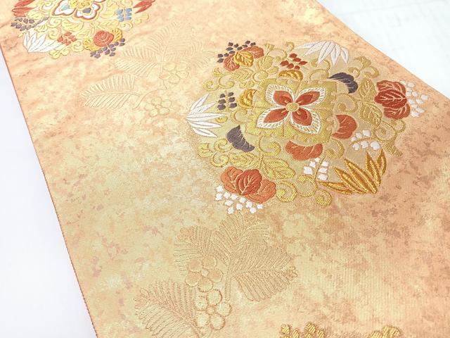 平和屋着物◎六通柄袋帯 唐織 若松花丸文 金糸 引箔 正絹 逸品 CABH1890nb