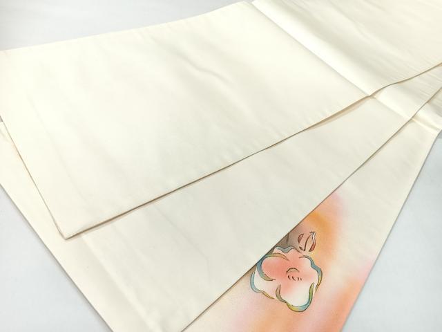 平和屋着物◎太鼓柄袋帯 手描き 舞花文 金彩 正絹 逸品 未使用 CABH1897nb