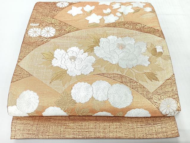 平和屋着物◎太鼓柄袋帯 地紙草花文 金糸 正絹 逸品 CABH1901nb