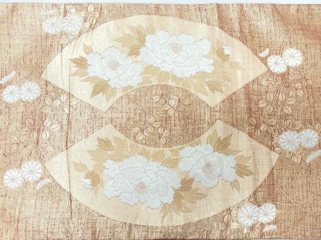 平和屋着物◎太鼓柄袋帯 地紙草花文 金糸 正絹 逸品 CABH1901nb