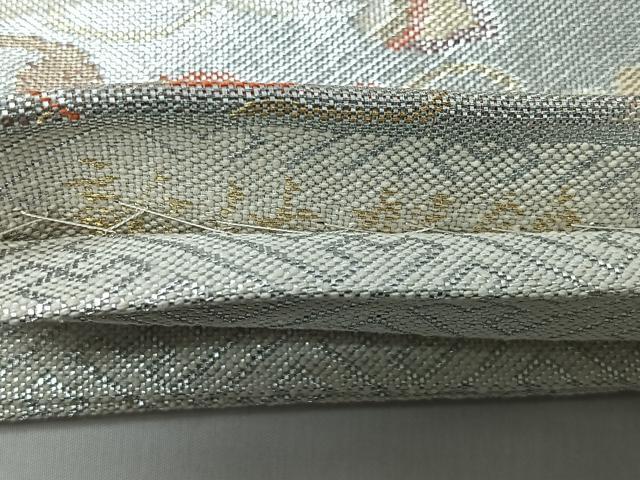 平和屋着物◎佐賀錦 六通柄袋帯 切嵌更紗花文 金銀糸 正絹 逸品 CABH1904nb
