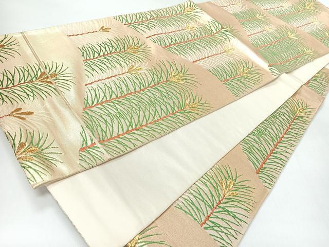 平和屋着物◎六通柄袋帯 若松葉文 金糸 正絹 逸品 CABH1914nb