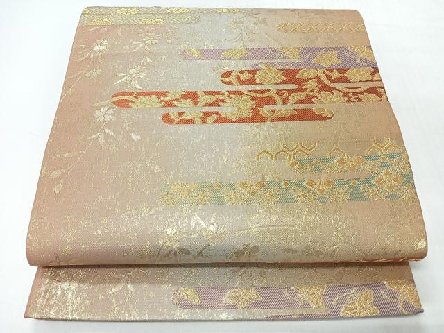 平和屋着物◎六通柄袋帯 花唐草文 金糸 引箔 正絹 逸品 CABH1926nb