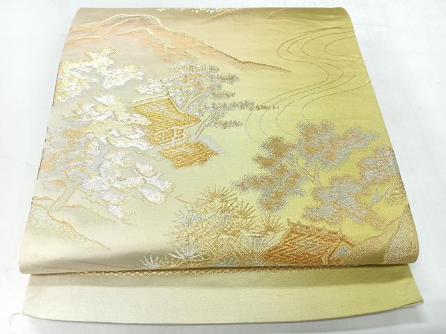 平和屋着物◎六通柄袋帯 風景文 金銀糸 正絹 逸品 CABH1932nb