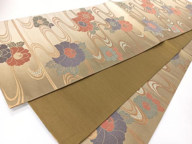 平和屋着物◎六通柄袋帯 唐織 流水舞花文 金糸 正絹 逸品 未使用 CABH1940nb