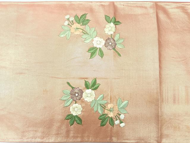 平和屋着物◎太鼓柄袋帯 駒刺繍 草花文 金糸 正絹 逸品 CABH1973nb