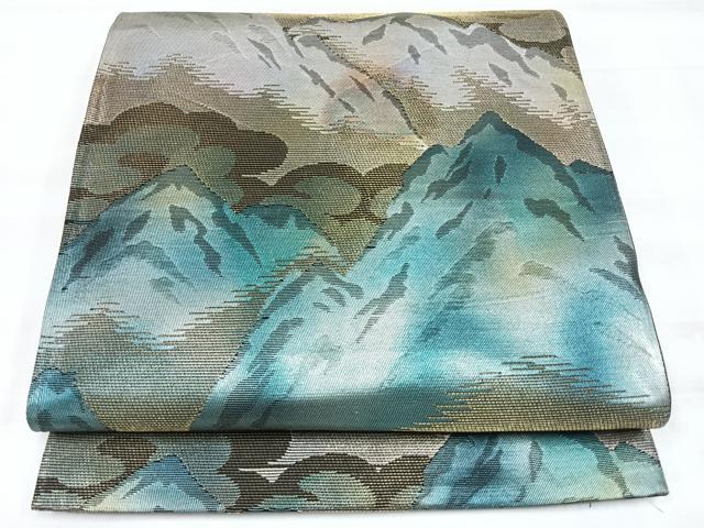 平和屋着物◎六通柄袋帯 遠山風景文 金銀糸 正絹 逸品 CABH1978nb