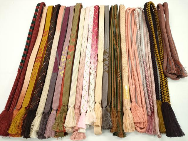 平和屋着物●和装小物 帯締め20本セット 高麗組 冠組 笹浪組 唐組 奈良組 前沢工房謹製 丸ぐけ 金糸 未使用あり 逸品CABH2092ju