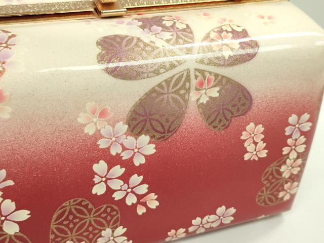 平和屋着物▼和装小物 和装バッグ ハンドバッグ 舞花七宝文 スクエア型 振袖 エナメル 金彩 逸品 CABH2161ju