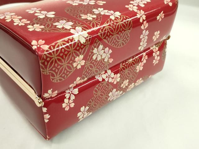 平和屋着物▼和装小物 和装バッグ ハンドバッグ 舞花七宝文 スクエア型 振袖 エナメル 金彩 逸品 CABH2161ju
