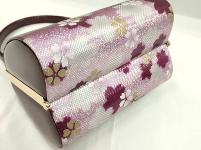 平和屋着物▼和装小物 和装バッグ ハンドバッグ 舞桜文 振袖 エナメル 金銀彩 逸品 CABH2162ju