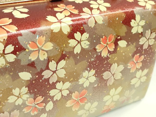 平和屋着物▼和装小物 和装バッグ ハンドバッグ 舞桜文 箔散らし スクエア型 振袖 金銀彩 逸品 CABH2168ju