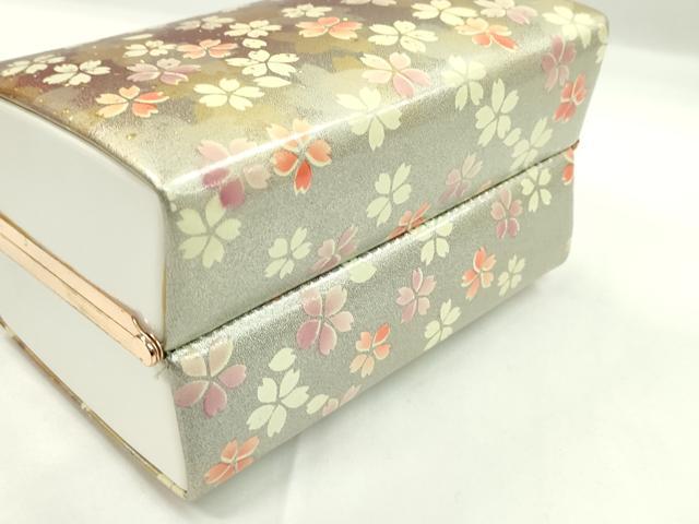 平和屋着物▼和装小物 和装バッグ ハンドバッグ 舞桜文 箔散らし スクエア型 振袖 金銀彩 逸品 CABH2168ju