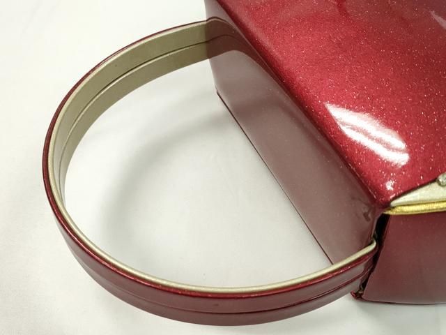 平和屋着物▼和装小物 和装バッグ ハンドバッグ 真紅 エナメル ラインストーン 振袖 金糸 逸品 CABH2172ju