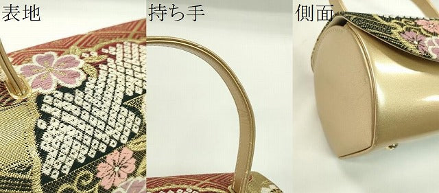 平和屋着物▼和装小物 和装バッグ ハンドバッグ 唐織 雪輪鹿の子花文 振袖 金糸 逸品 CABH2179ju