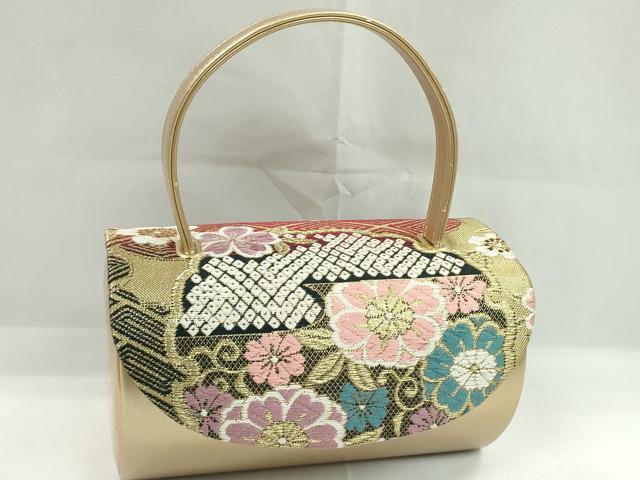平和屋着物▼和装小物 和装バッグ ハンドバッグ 唐織 雪輪鹿の子花文 振袖 金糸 逸品 CABH2179ju