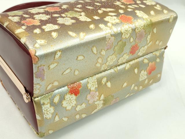 平和屋着物▼和装小物 和装バッグ ハンドバッグ 舞桜文 スクエア型 振袖 金銀彩 逸品 CABH2191ju