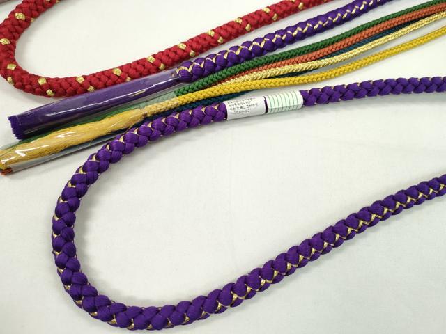 平和屋着物▼和装小物 帯締め3本セット 振袖用 飾り付き パール 花 紫 赤 ピンク 金糸 逸品 未使用 CABH2257ju