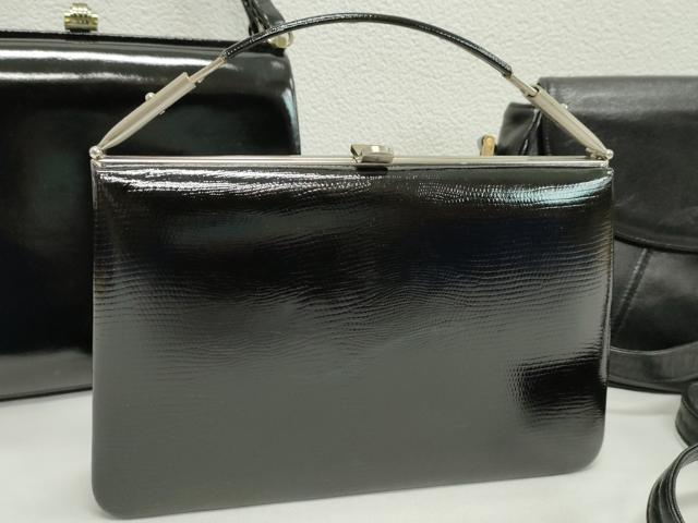平和屋着物▼和装小物 ファッション小物 バッグまとめて4点 ハンドバッグ ハナエモリ ブラック フォーマル 本皮 逸品 CABH2273ju