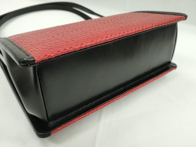 平和屋着物▼和装小物 和装バッグ・草履セット おき宗 本皮 赤×黒 草履サイズ:M 逸品 未使用 CABH2292ju