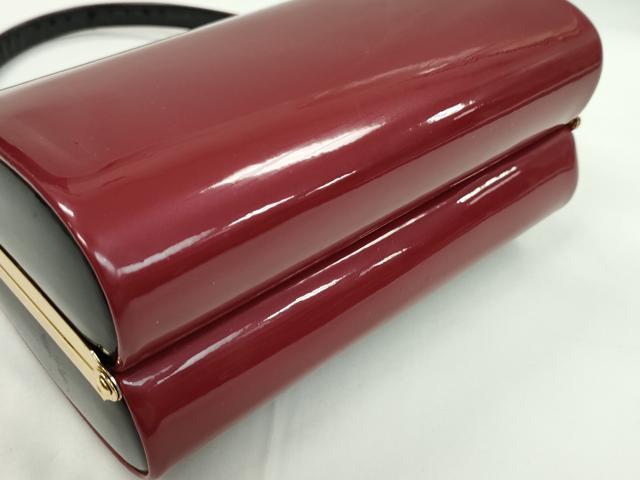 平和屋着物▼和装小物 和装バッグまとめて2点 ハンドバッグ 枝花文 濃紅×黒 エナメル 振袖 金彩 逸品 CABH2303ju