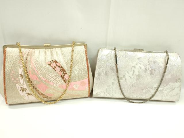 平和屋着物▼和装小物 和装バッグまとめて2点 ハンドバッグ 熨斗吉祥花文 金銀糸 逸品 CABH2363ju