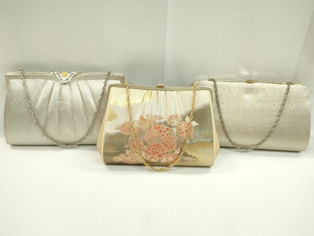 平和屋着物▼和装小物 和装バッグまとめて3点 ハンドバッグ 佐賀錦 鳳凰花文 毘沙門亀甲文 礼装 金銀糸 逸品 CABH2365ju