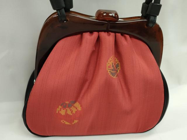 平和屋着物▼和装小物 和装バッグまとめて3点 ハンドバッグ 型染め 縮緬 紬地 鞠 草花文 逸品 CABH2372ju