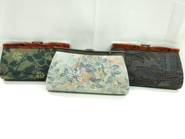 平和屋着物▼和装小物 和装バッグまとめて3点 ハンドバッグ 本場大島紬 7マルキ 枝花文 風景文 逸品 CABH2373ju