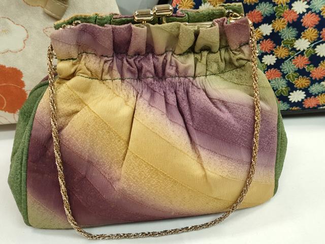 平和屋着物▼和装小物 和装バッグまとめて3点 ハンドバッグ 椿 菊 斜線文 暈し染め 逸品 CABH2379ju
