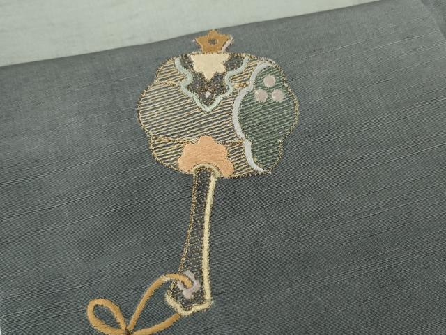 平和屋着物●創業140年 小糸染芸の四代目 小糸敏夫 訪問着 紬地 総刺繍 打ち出の小槌 吉祥花文 暈し染め 金糸 逸品 CABH2403ut
