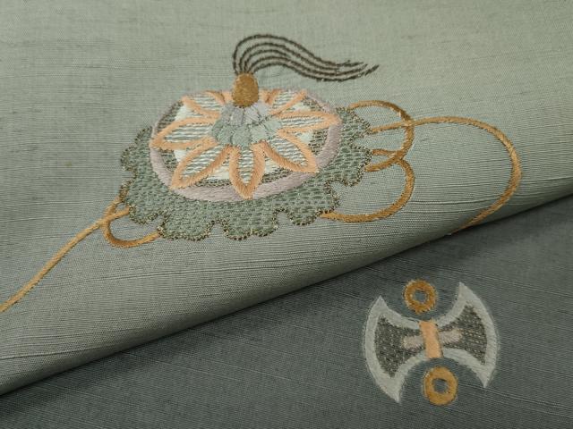 平和屋着物●創業140年 小糸染芸の四代目 小糸敏夫 訪問着 紬地 総刺繍 打ち出の小槌 吉祥花文 暈し染め 金糸 逸品 CABH2403ut