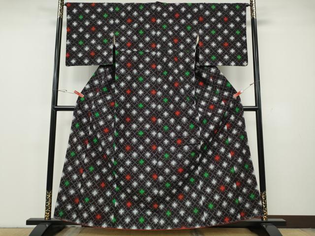 平和屋着物●久留米絣 亀甲十字絣 綿 逸品 未使用 CABH2405ut