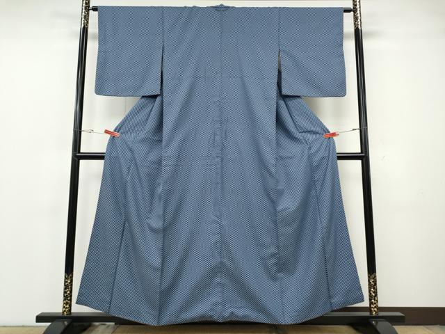 平和屋着物●上質なお召 格子柄 正絹 逸品 CABH2406ut