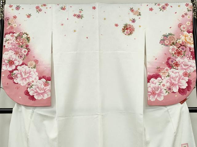 平和屋着物●「anan」ブランド 小振袖 二尺袖 雪輪花文 暈し染め 金彩 洗える着物 CABH2408ut