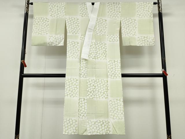 平和屋着物●長襦袢 無双仕立て 市松舞花文 正絹 逸品 CABH2413ut