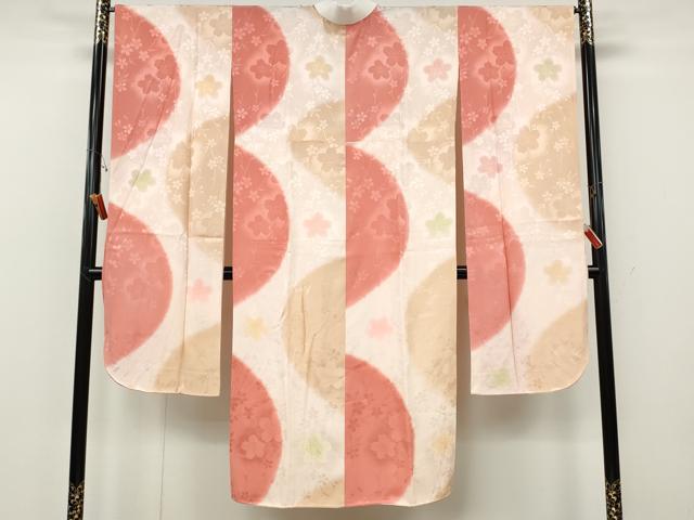 平和屋着物●振袖用長襦袢 無双仕立て よろけ縞舞花文 暈し染め 正絹 逸品 CABH2418ut