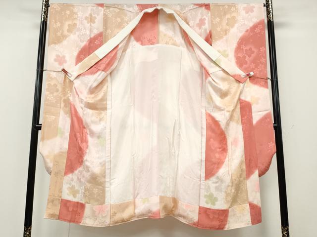 平和屋着物●振袖用長襦袢 無双仕立て よろけ縞舞花文 暈し染め 正絹 逸品 CABH2418ut