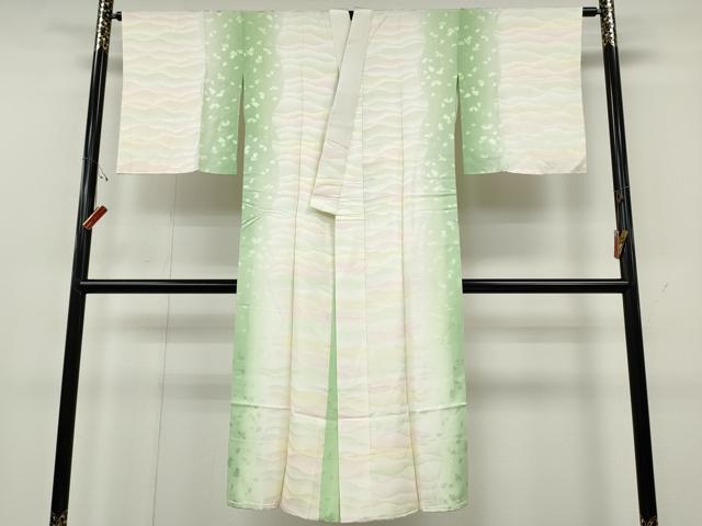 平和屋着物●長襦袢 袷 霞舞花文 暈し染め 正絹 逸品 CABH2419ut