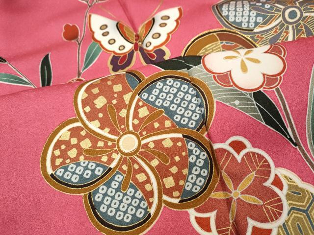 平和屋着物●豪華振袖 駒刺繍 舞蝶文 金彩 正絹 逸品 CABH2422ut