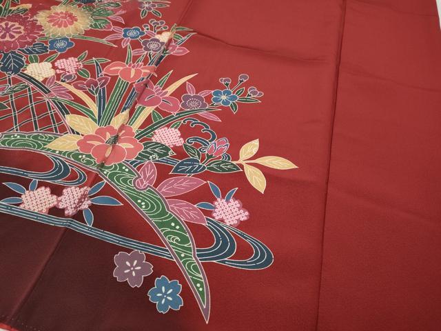 平和屋着物●豪華振袖 型染め 籬流水花鳥文 暈し染め 正絹 逸品 CABH2424ut