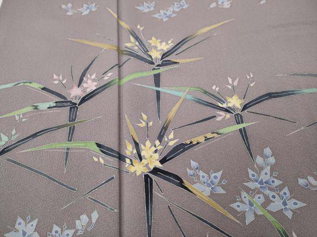 平和屋着物●本加賀友禅作家 毎田健治 訪問着 草花文 正絹 逸品 CABH2432ut
