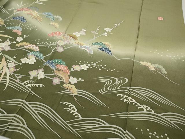 平和屋着物●訪問着 友禅 作家物 立波草花文 暈し染め 正絹 逸品 CABH2436ut