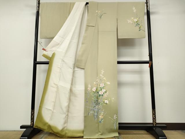 平和屋着物●訪問着 友禅 作家物 竹垣草花文 暈し染め さが美扱い 正絹 逸品 CABH2437ut