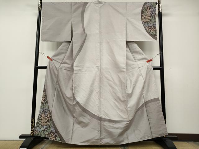 平和屋着物●石川県指定無形文化財 牛首紬 白山工房 手織り 訪問着 作家物 草葉文 正絹 逸品 CABH2440ut