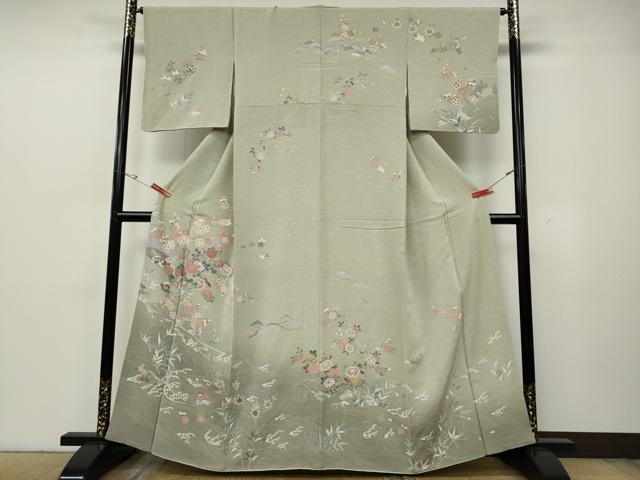 平和屋着物●訪問着 友禅 水車鴛鴦花文 暈し染め 正絹 逸品 CABH2441ut